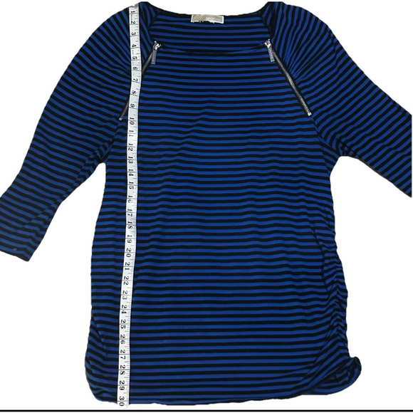 Women's Michael Kors Blue Black Striped 3/4 Sleeve Tunic XL - Picture 2 of 6